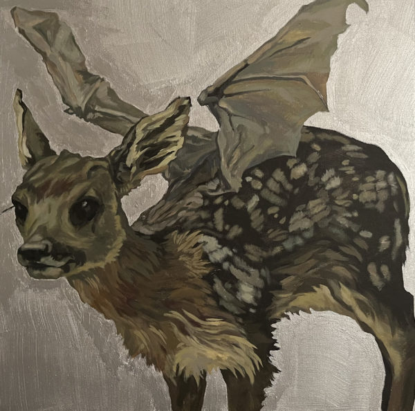 Winged Deer / Cerf Ailé, 2022 - painting by Ekaterina Antonova