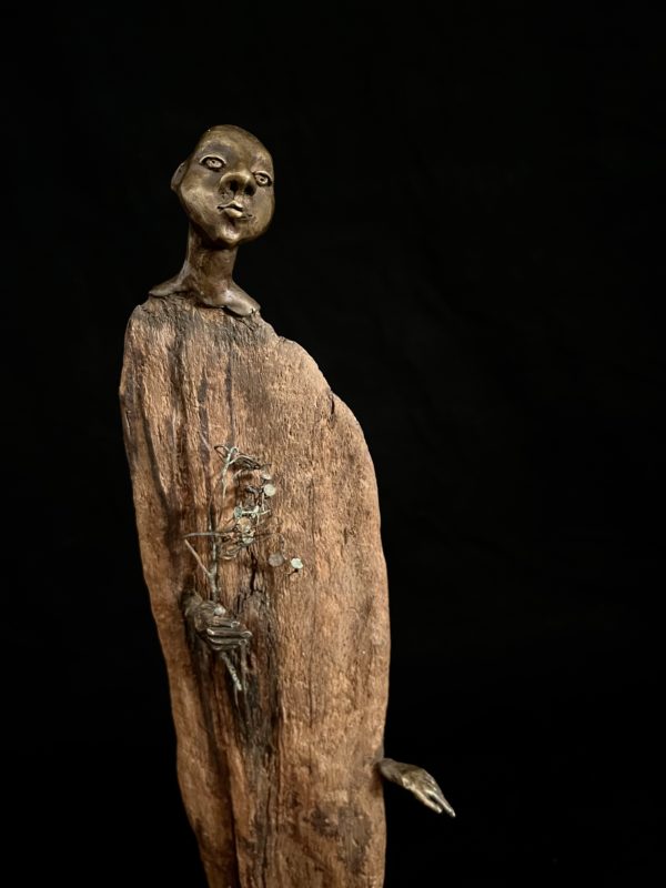 Vertigo, 2018 - wood and bronze sculpture by Francoise Mayeras