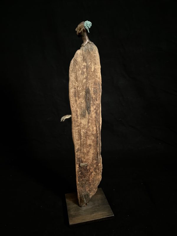 Vertigo, 2018 - wood and bronze sculpture by Francoise Mayeras