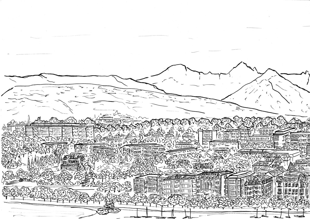 Rive Gauche - Genève - Polyptyque- Cityscapes and plans drawings by Martin La Roche