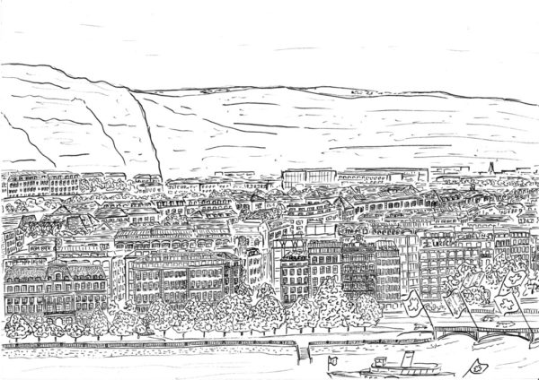 Rive Gauche - Genève - Polyptyque- Cityscapes and plans drawings by Martin La Roche