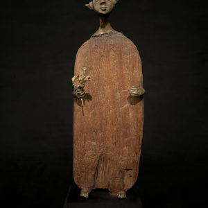 Innocence - wood and bronze sculpture by Francoise Mayeras