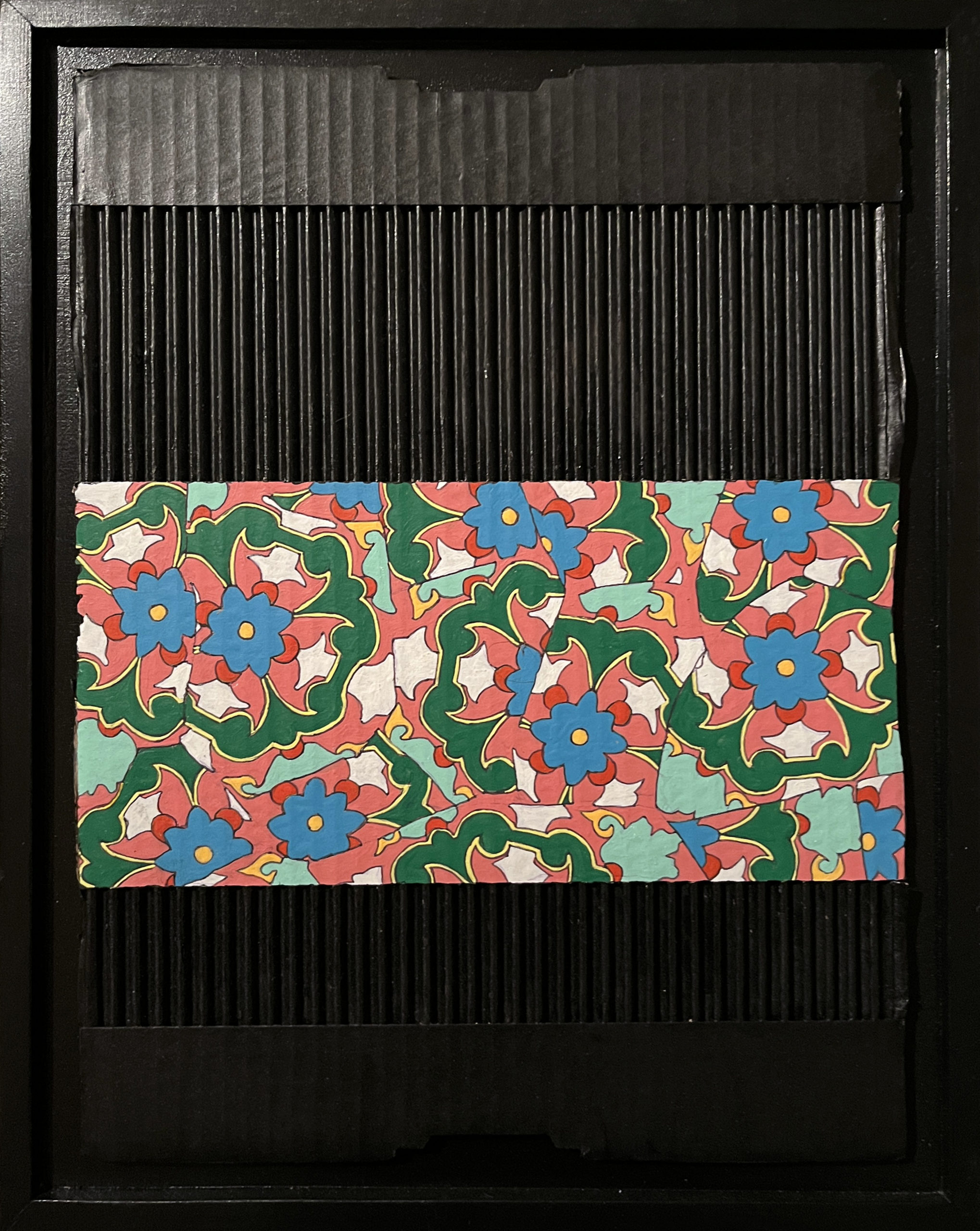Motif de Fleurs II - Peinture acrylique et collage sur carton
