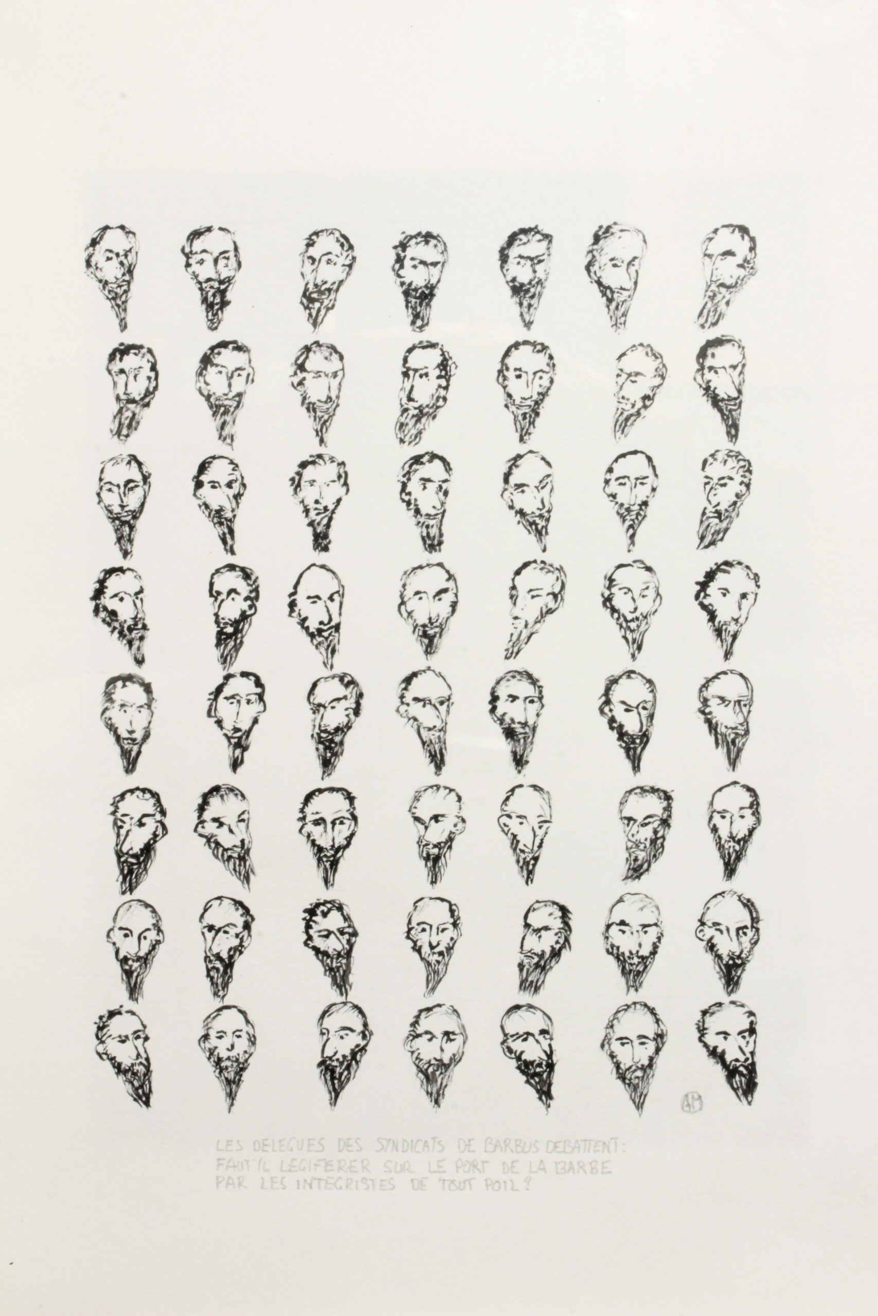 L'assemblée de Barbus - Peinture et dessins sur papier d'Aldo MUGNIER