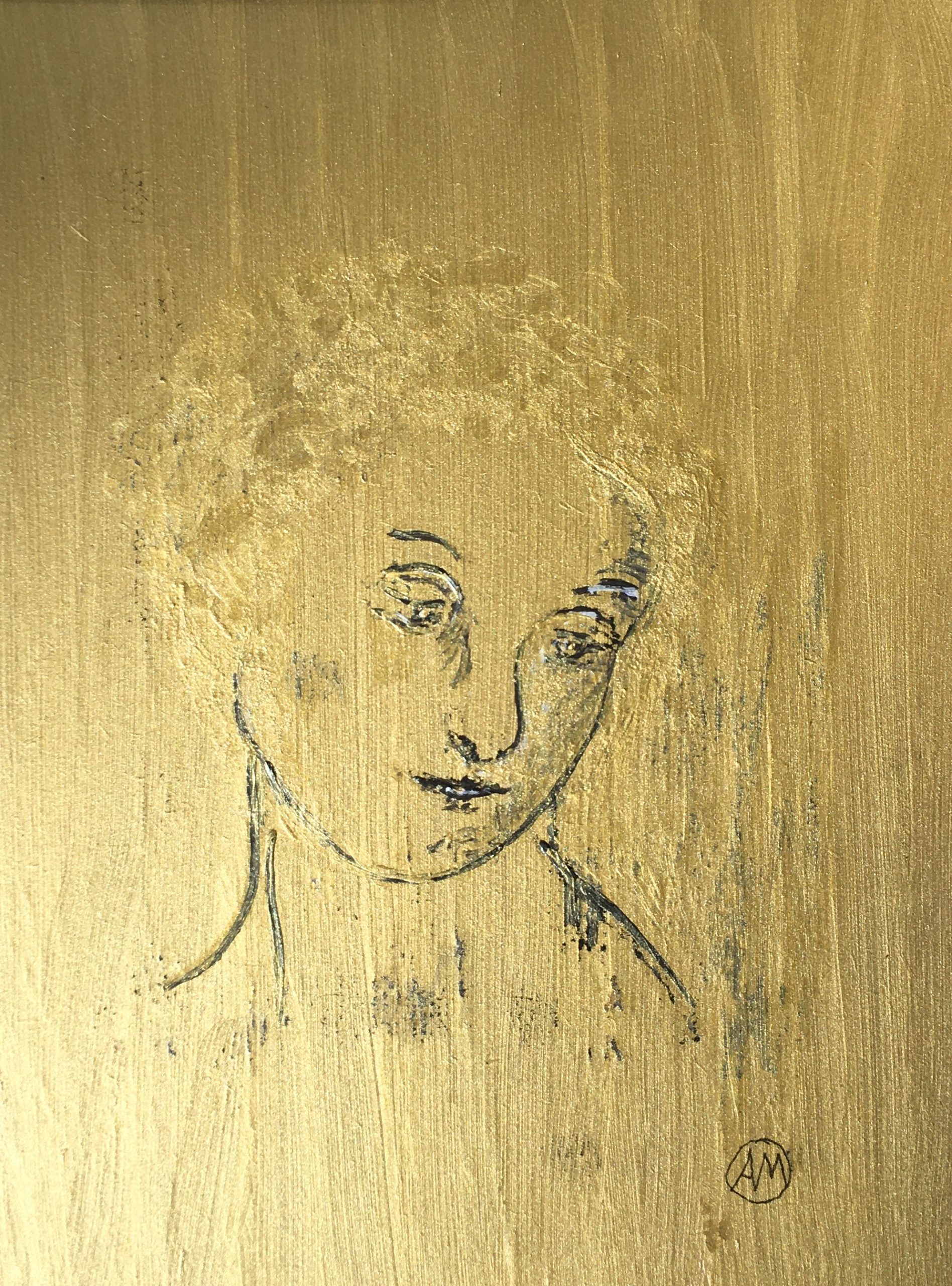 La Madonne - Gravure poudre d'or sur papier - Dessin d'Aldo MUGNIER