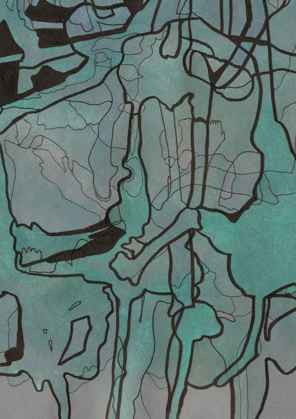 Maze - Mind Cartography Series - Peintures à l'aquarelle et à l'encre de Chine par Tanya Molskaya alias Squiglet