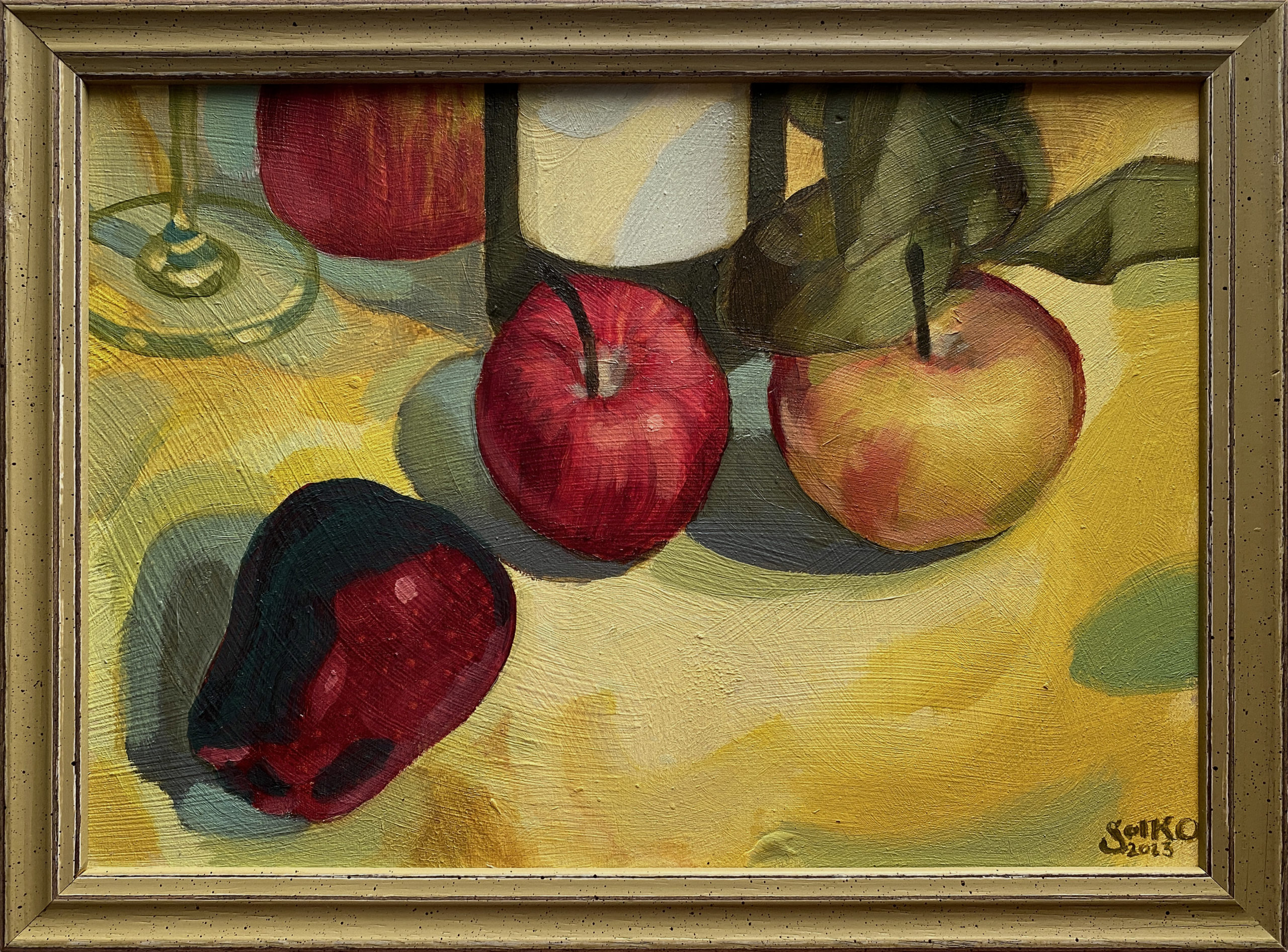 Apples in a Bottle - Peintures et dessins contemporains de Solko Schalm