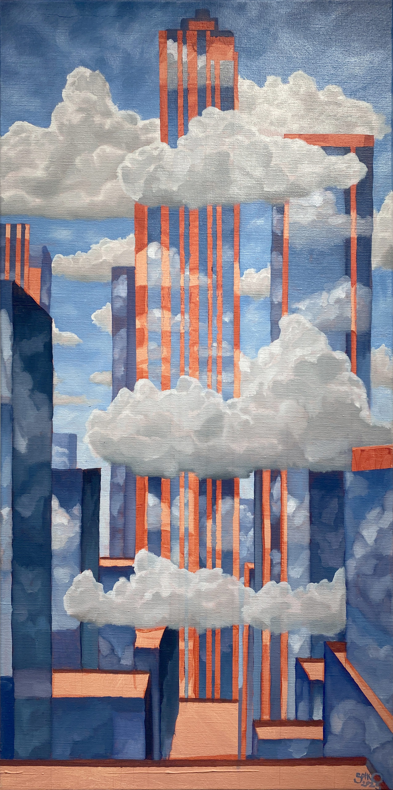 Cubist Cloud Castles 1, 2025 - Peintures et dessins contemporains de Solko Schalm
