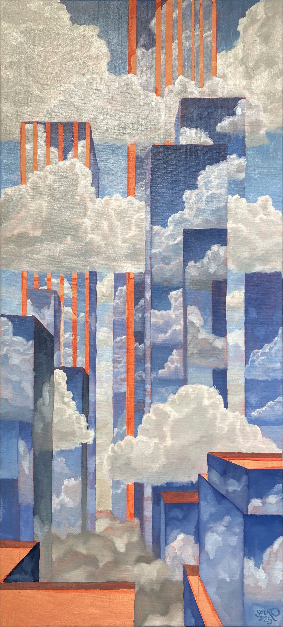 Cubist Cloud Castles 2, 2025 - Peintures et dessins contemporains de Solko Schalm
