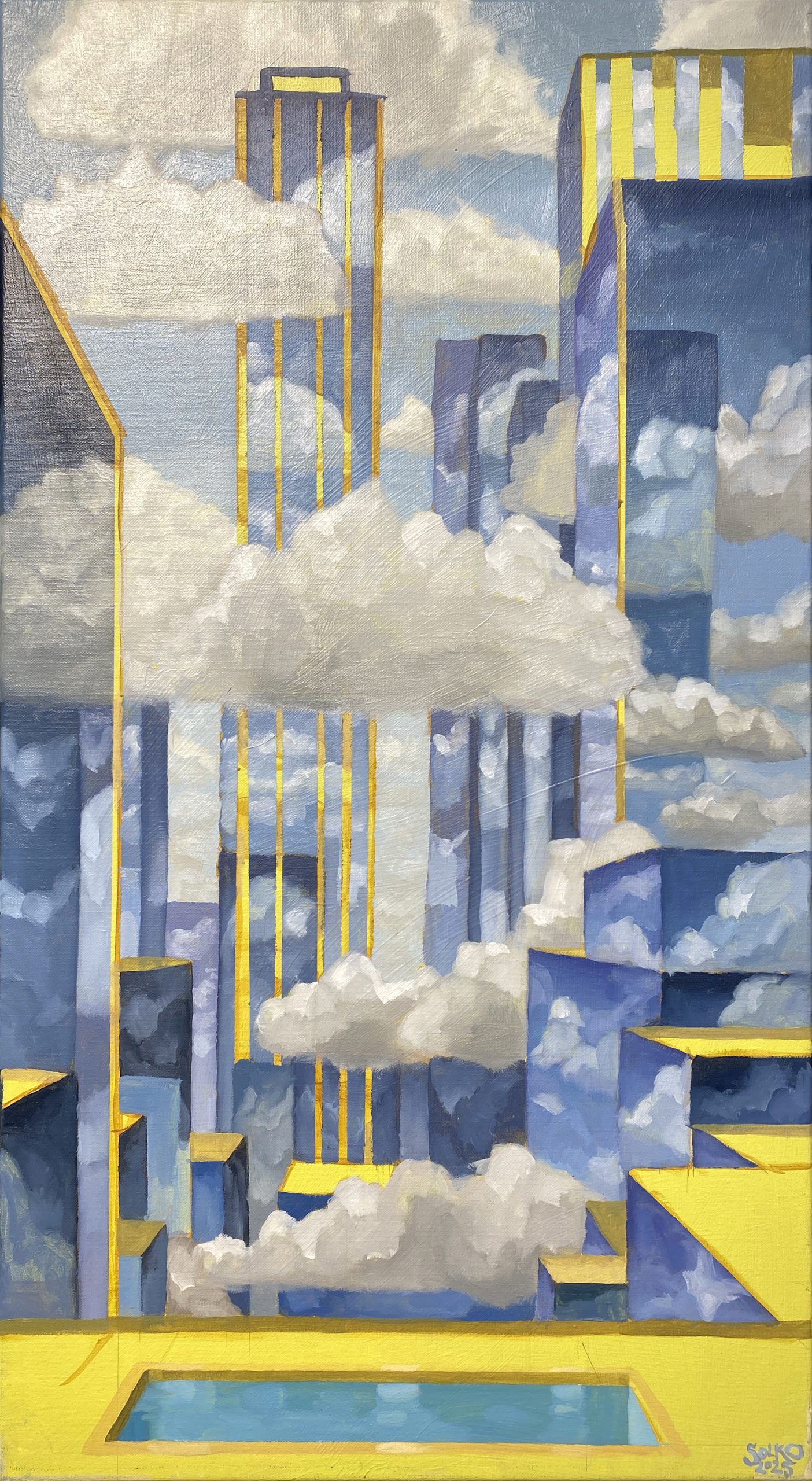 Cubist Cloud Castles 3, 2025 - Peintures et dessins contemporains de Solko Schalm